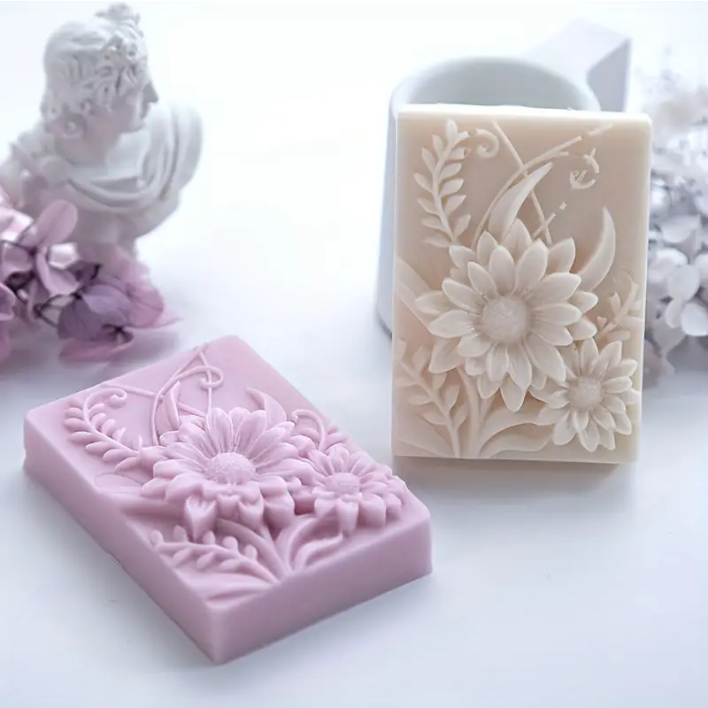 Soap Making Ideas - 3D Flower Square Soap Silicone Mold