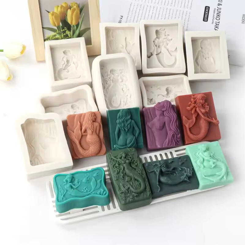 Soap Making Ideas - Rectangle Ocean-Style 3D Mermaid Candle Mold